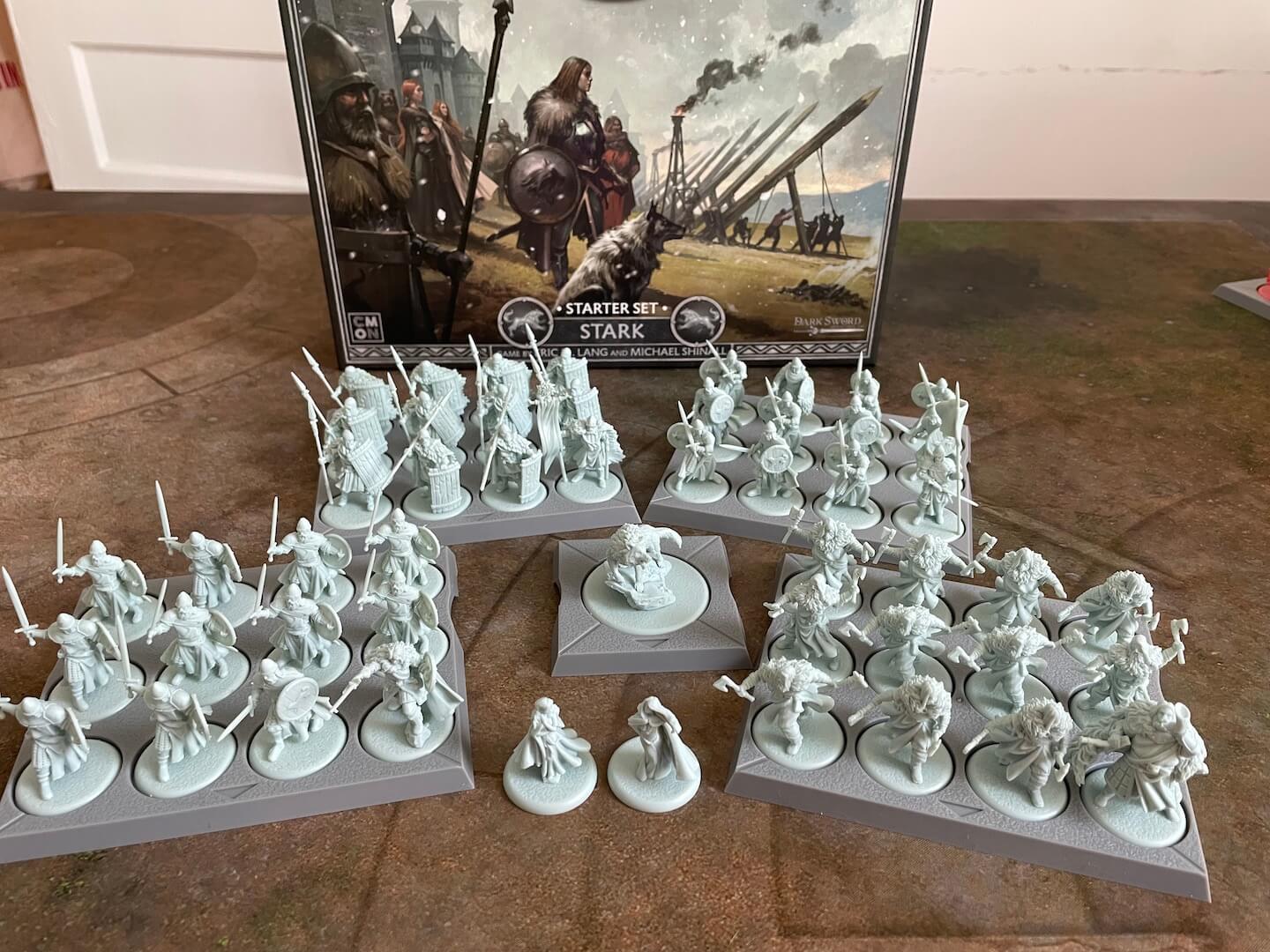 The miniatures found in the Stark Starter Set for A Song Of Ice And Fire Tabletop Miniatures Game